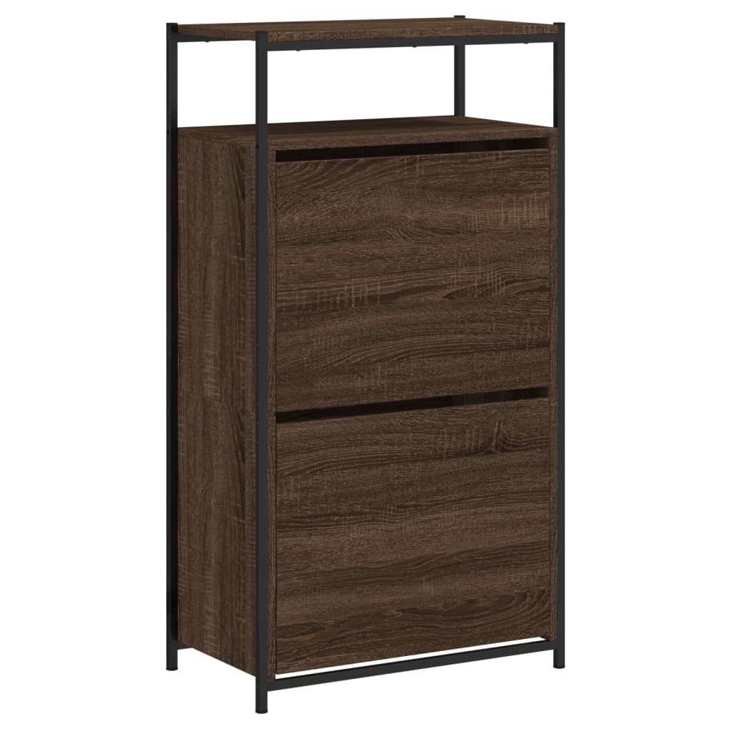 Armoire à chaussures chêne marron 60x34x112cm bois d'ingénierie - XIOS