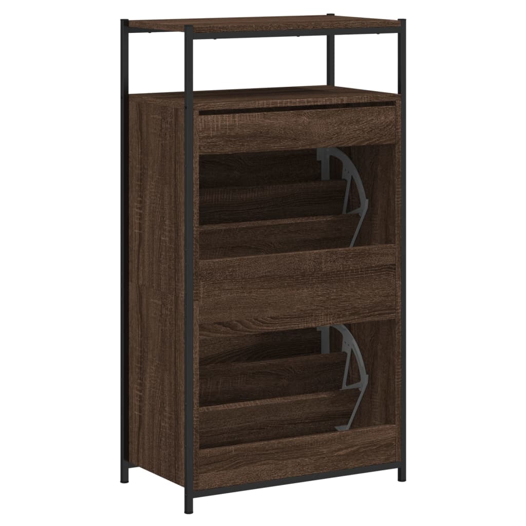 Armoire à chaussures chêne marron 60x34x112cm bois d'ingénierie - XIOS