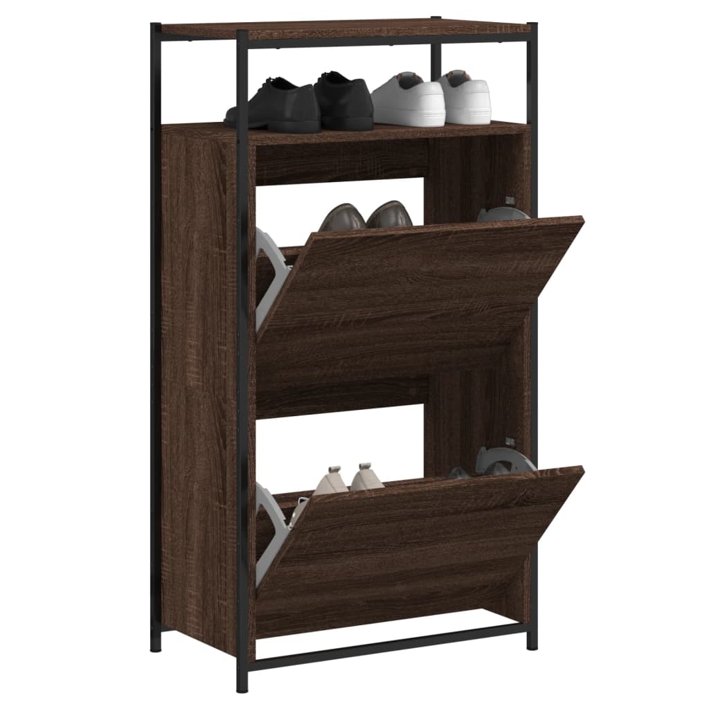 Armoire à chaussures chêne marron 60x34x112cm bois d'ingénierie - XIOS