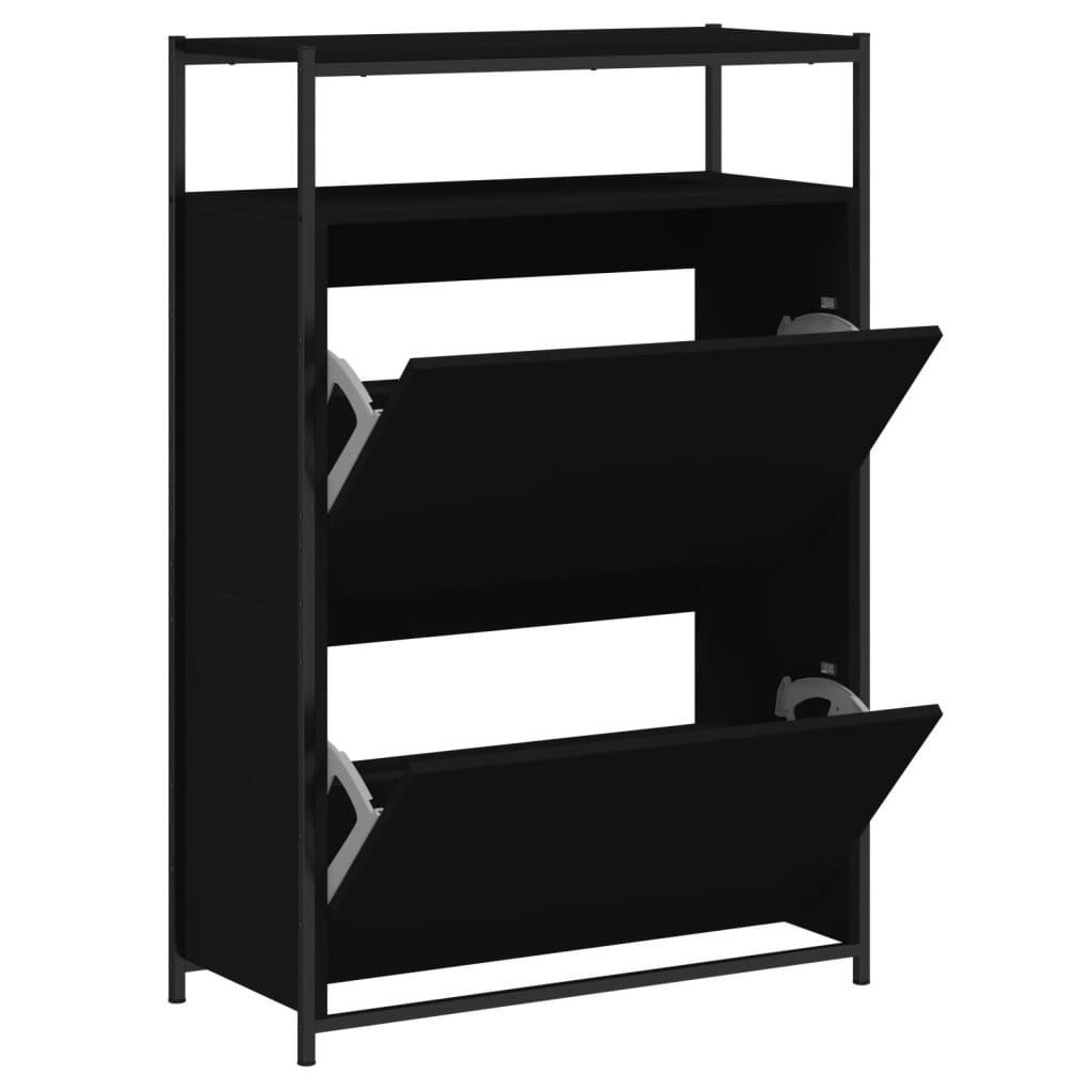 Armoire à chaussures noir 75x34x112 cm bois d'ingénierie - XIOS