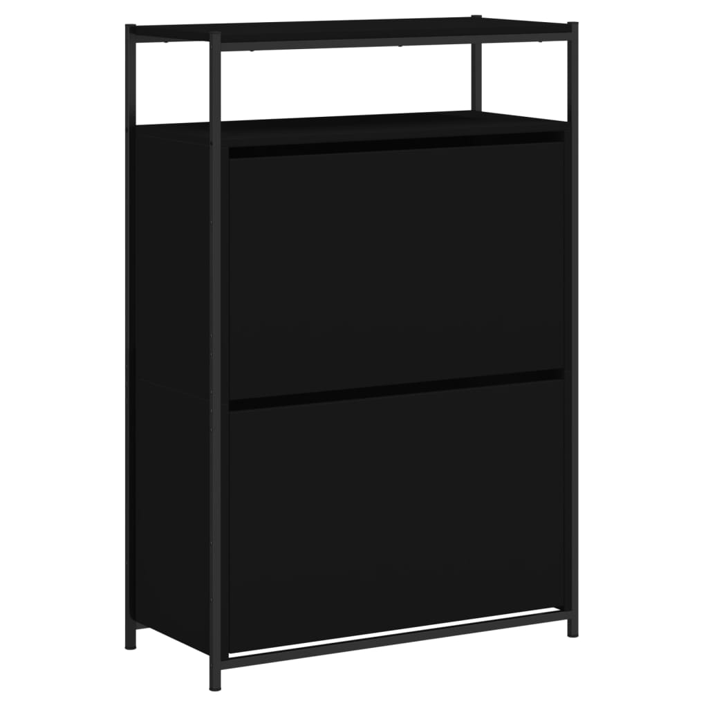Armoire à chaussures noir 75x34x112 cm bois d'ingénierie - XIOS