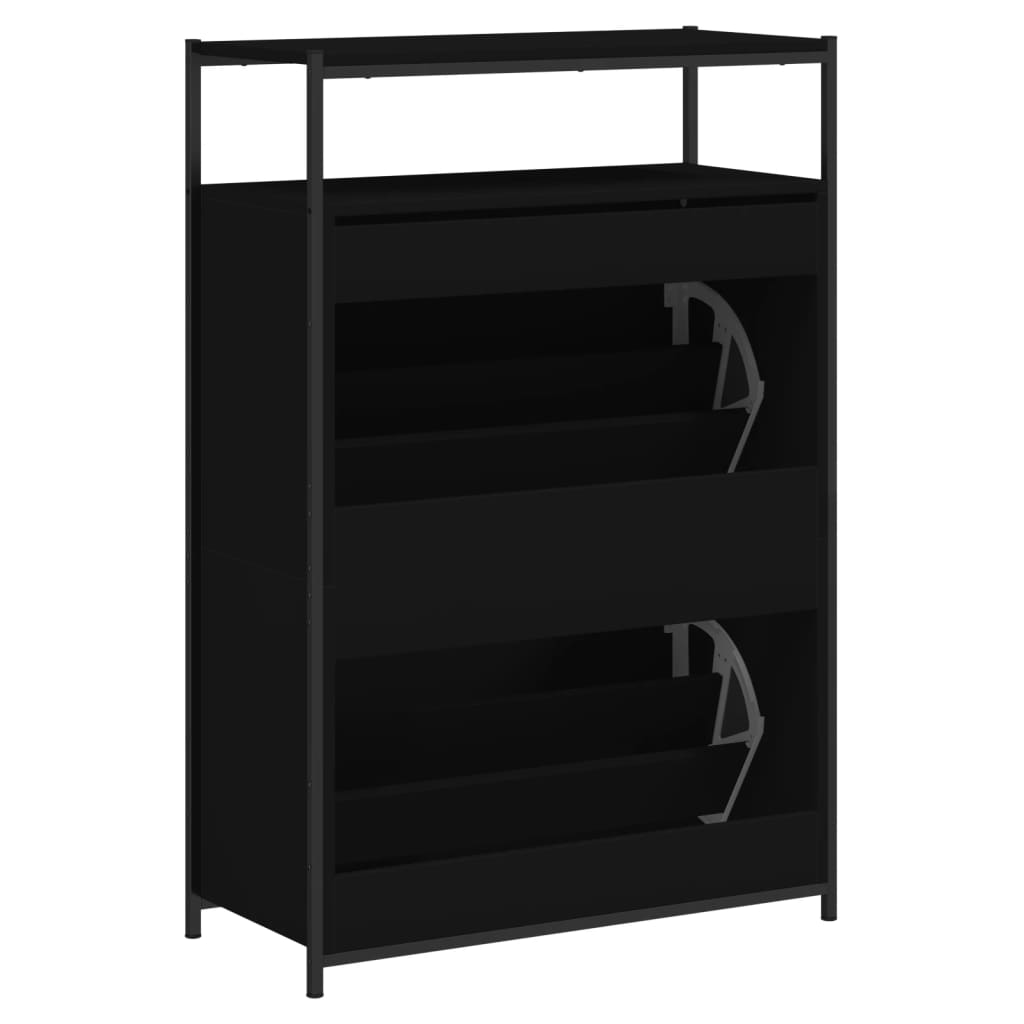 Armoire à chaussures noir 75x34x112 cm bois d'ingénierie - XIOS