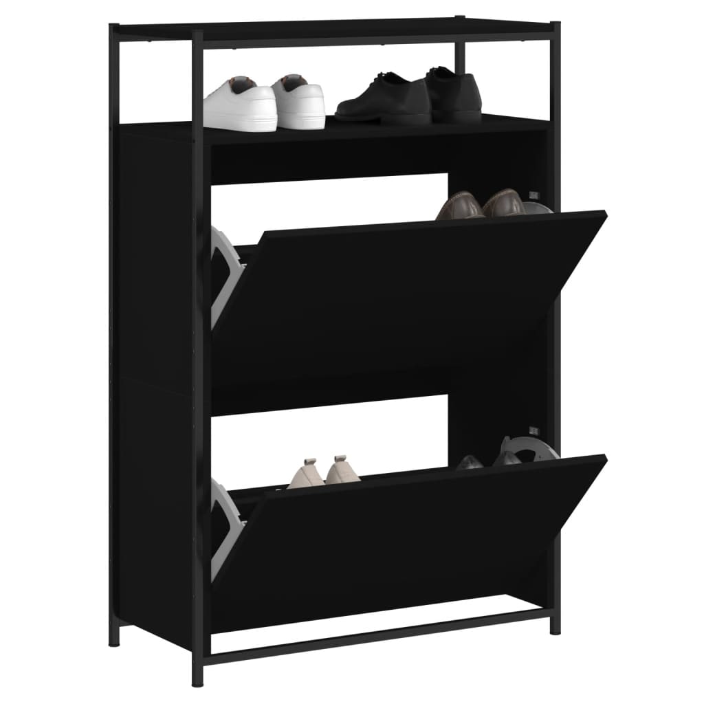 Armoire à chaussures noir 75x34x112 cm bois d'ingénierie - XIOS