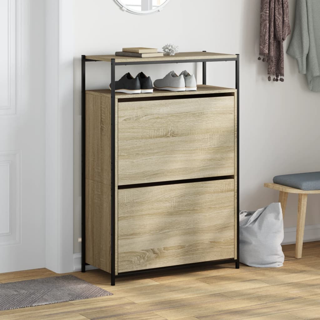 Armoire à chaussures chêne sonoma 75x34x112cm bois d'ingénierie - XIOS