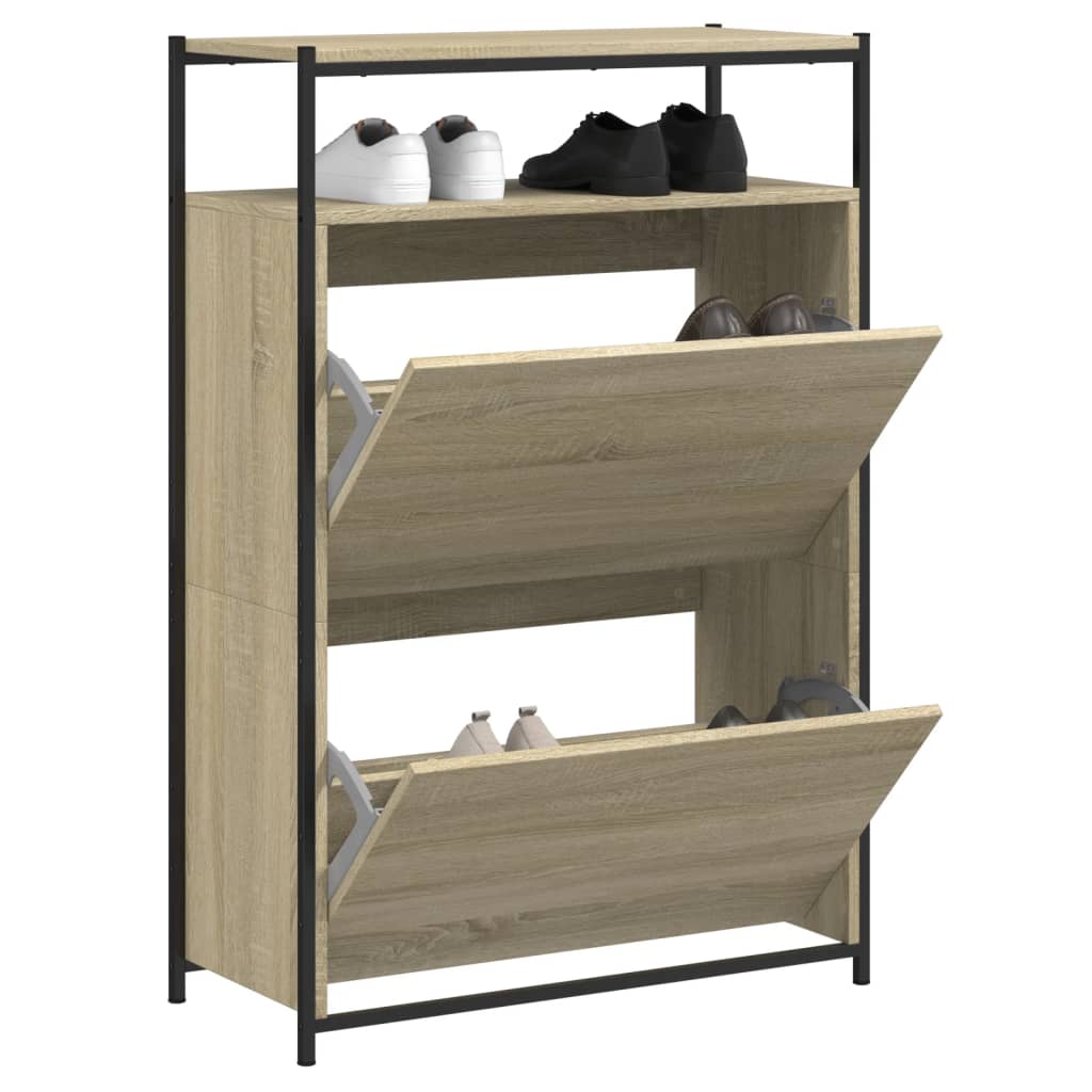 Armoire à chaussures chêne sonoma 75x34x112cm bois d'ingénierie - XIOS