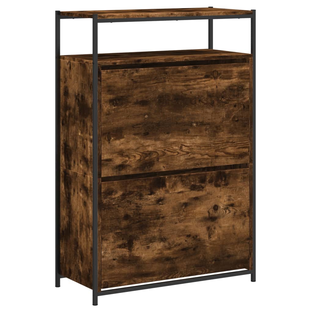 Armoire à chaussures chêne fumé 75x34x112 cm bois d'ingénierie - XIOS