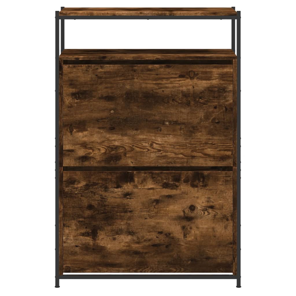 Armoire à chaussures chêne fumé 75x34x112 cm bois d'ingénierie - XIOS