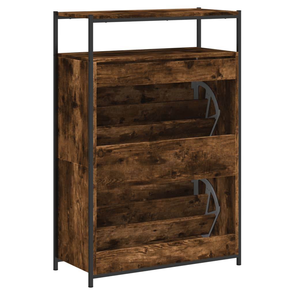 Armoire à chaussures chêne fumé 75x34x112 cm bois d'ingénierie - XIOS