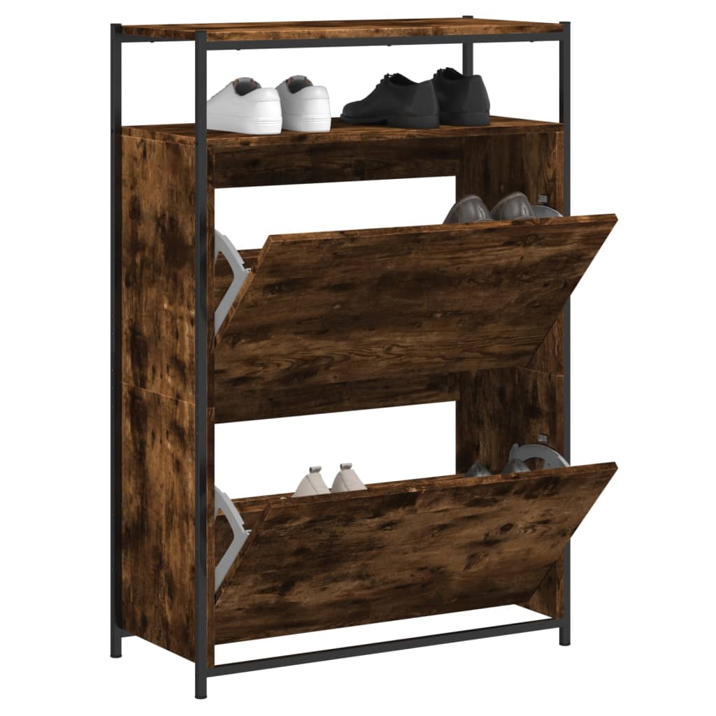 Armoire à chaussures chêne fumé 75x34x112 cm bois d'ingénierie - XIOS