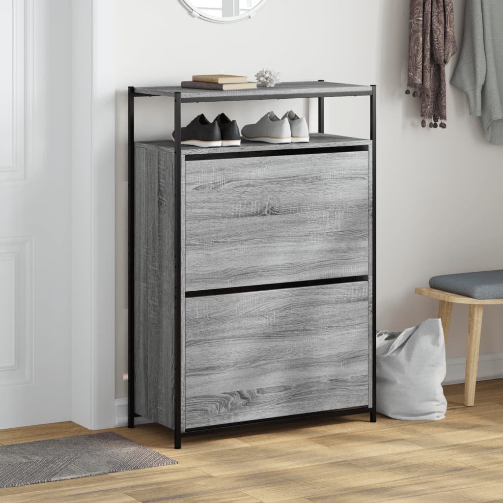 Armoire à chaussures sonoma gris 75x34x112 cm bois d'ingénierie - XIOS