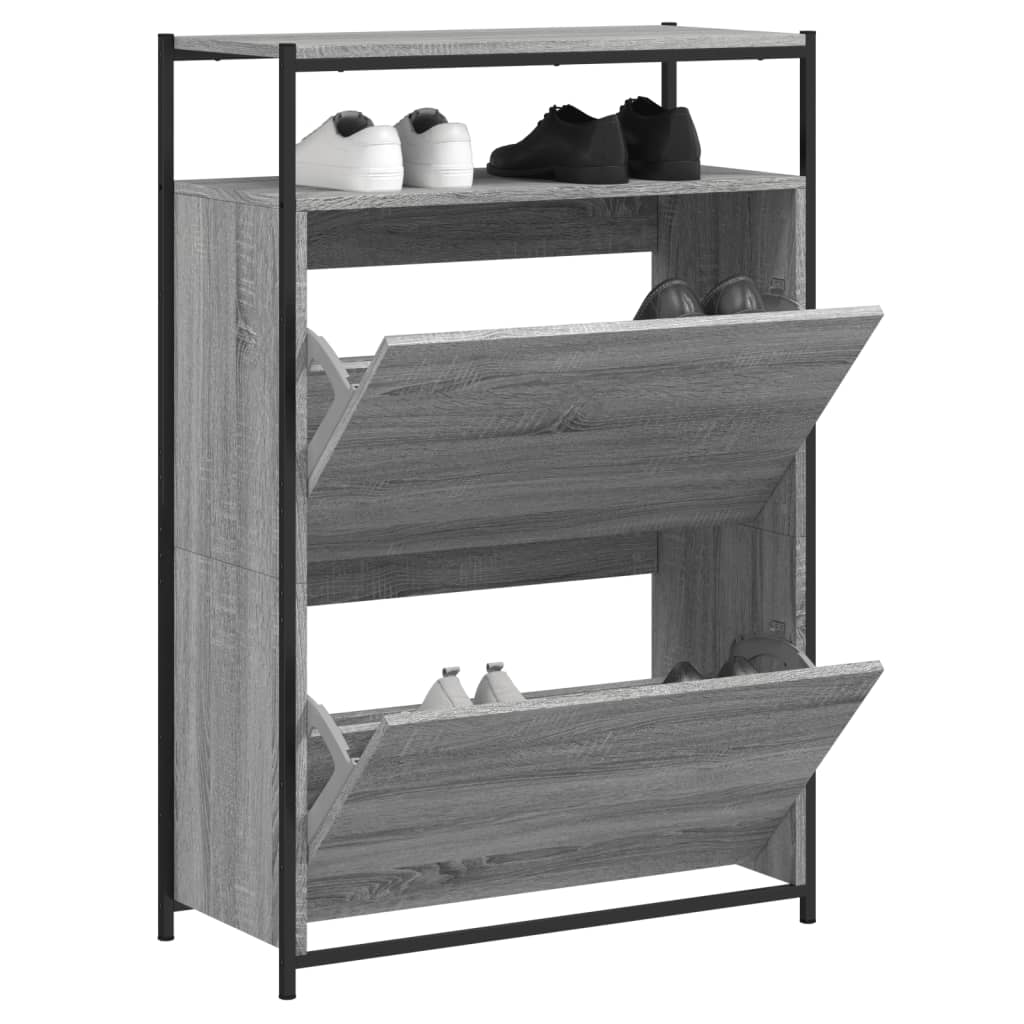 Armoire à chaussures sonoma gris 75x34x112 cm bois d'ingénierie - XIOS