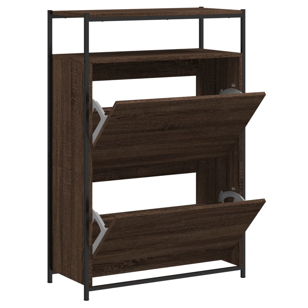 Meuble à chaussures chêne marron 75x34x112 cm bois d'ingénierie - XIOS