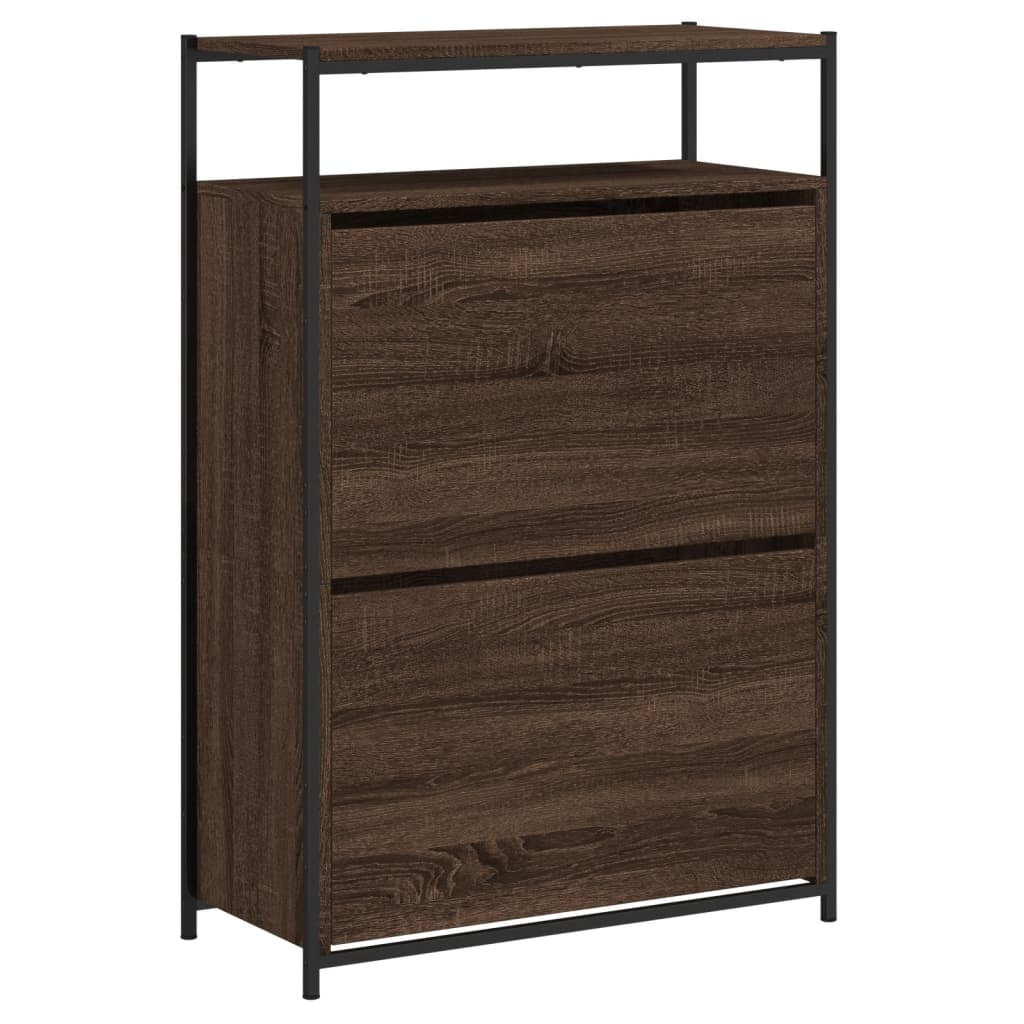 Meuble à chaussures chêne marron 75x34x112 cm bois d'ingénierie - XIOS