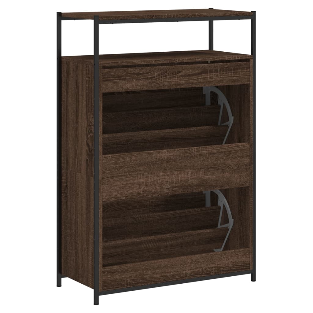 Meuble à chaussures chêne marron 75x34x112 cm bois d'ingénierie - XIOS