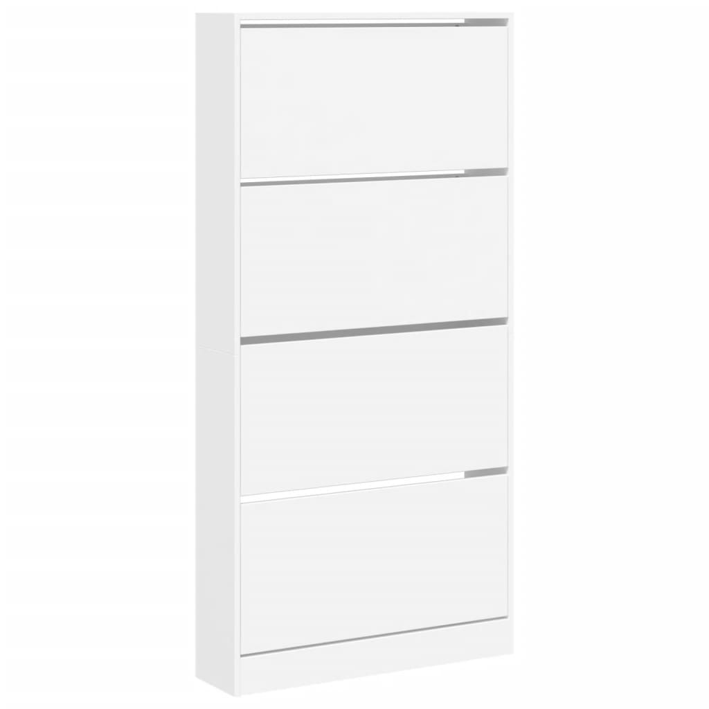 Armoire à chaussures 4 tiroirs rabattables blanc 80x21x163,5 cm - XIOS