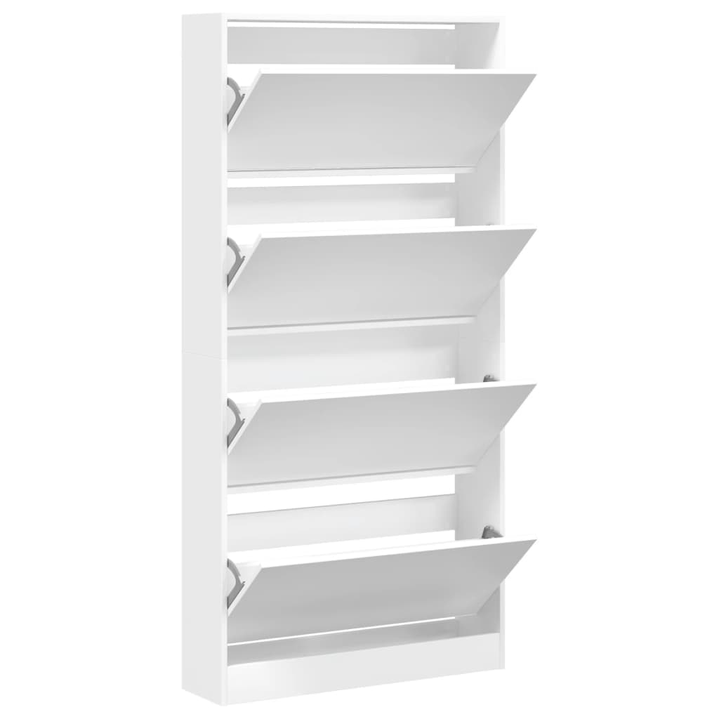 Armoire à chaussures 4 tiroirs rabattables blanc 80x21x163,5 cm - XIOS