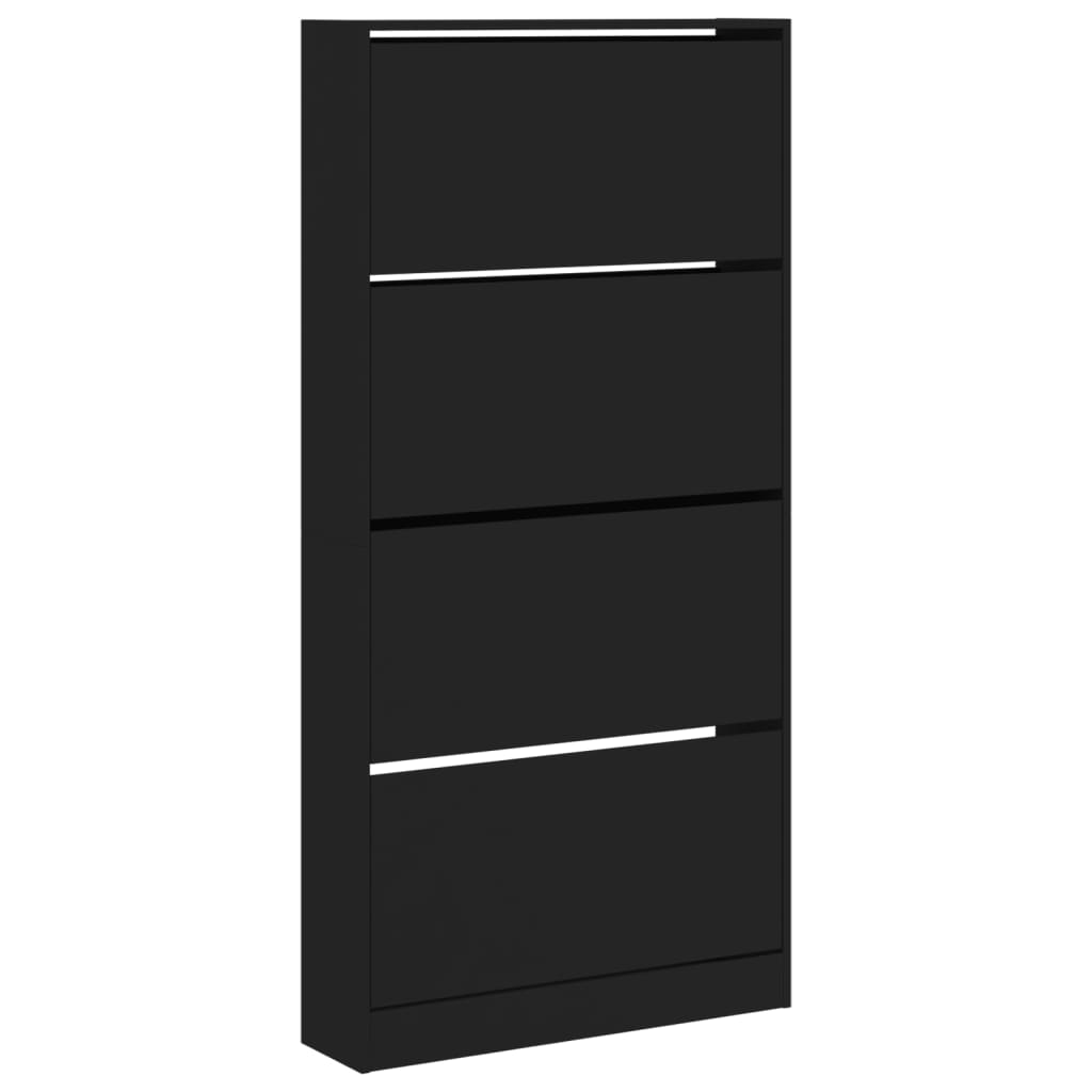 Armoire à chaussures 4 tiroirs rabattables noir 80x21x163,5 cm - XIOS