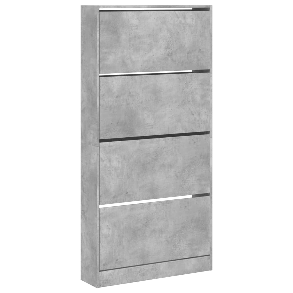 Armoire à chaussures 4 tiroirs rabattables gris béton - XIOS