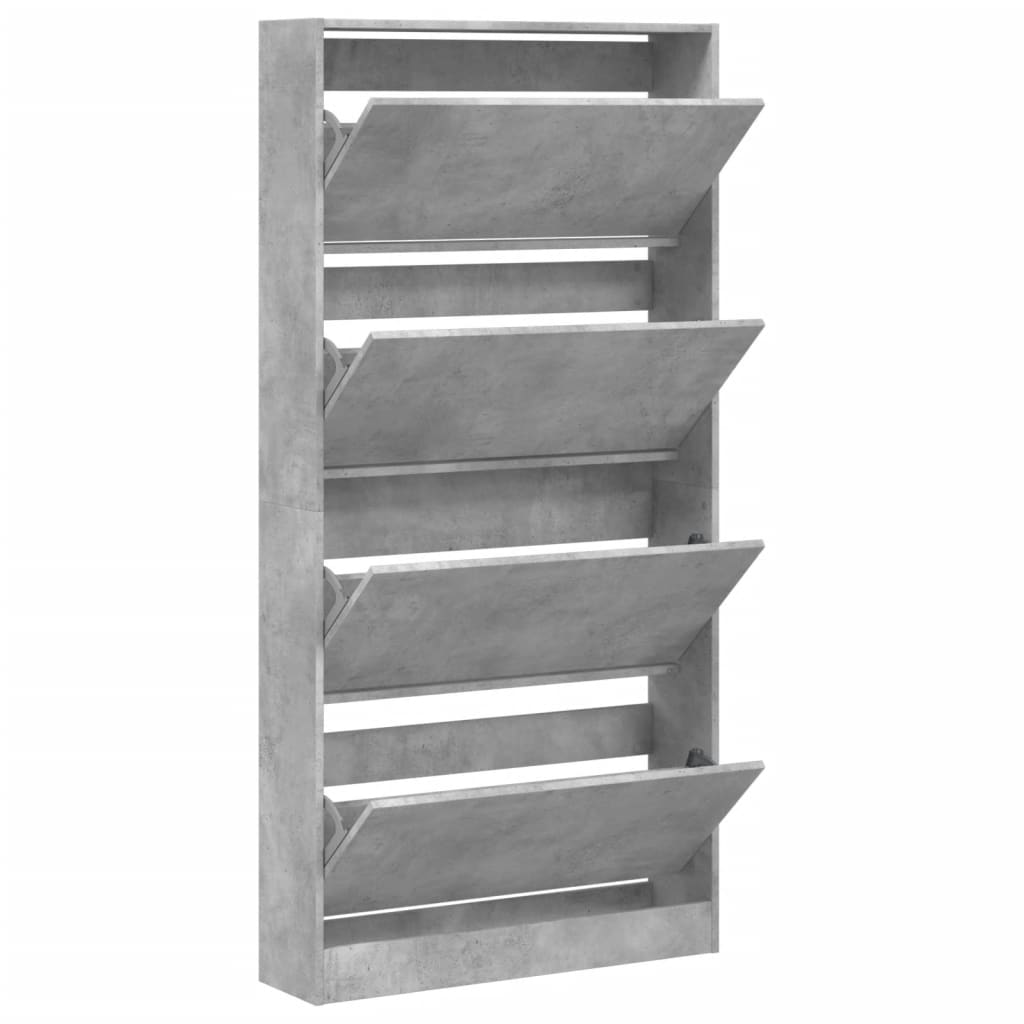 Armoire à chaussures 4 tiroirs rabattables gris béton - XIOS