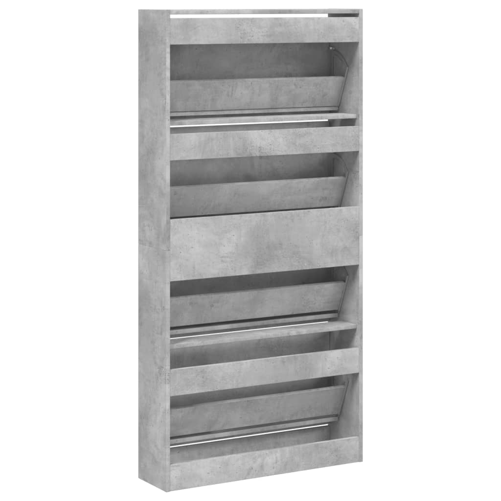Armoire à chaussures 4 tiroirs rabattables gris béton - XIOS