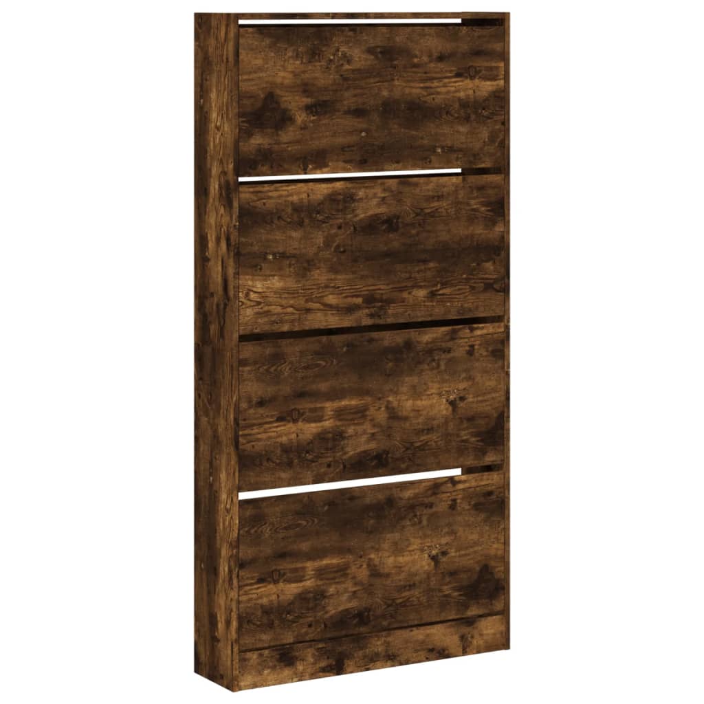 Armoire à chaussures 4 tiroirs rabattables chêne fumé - XIOS
