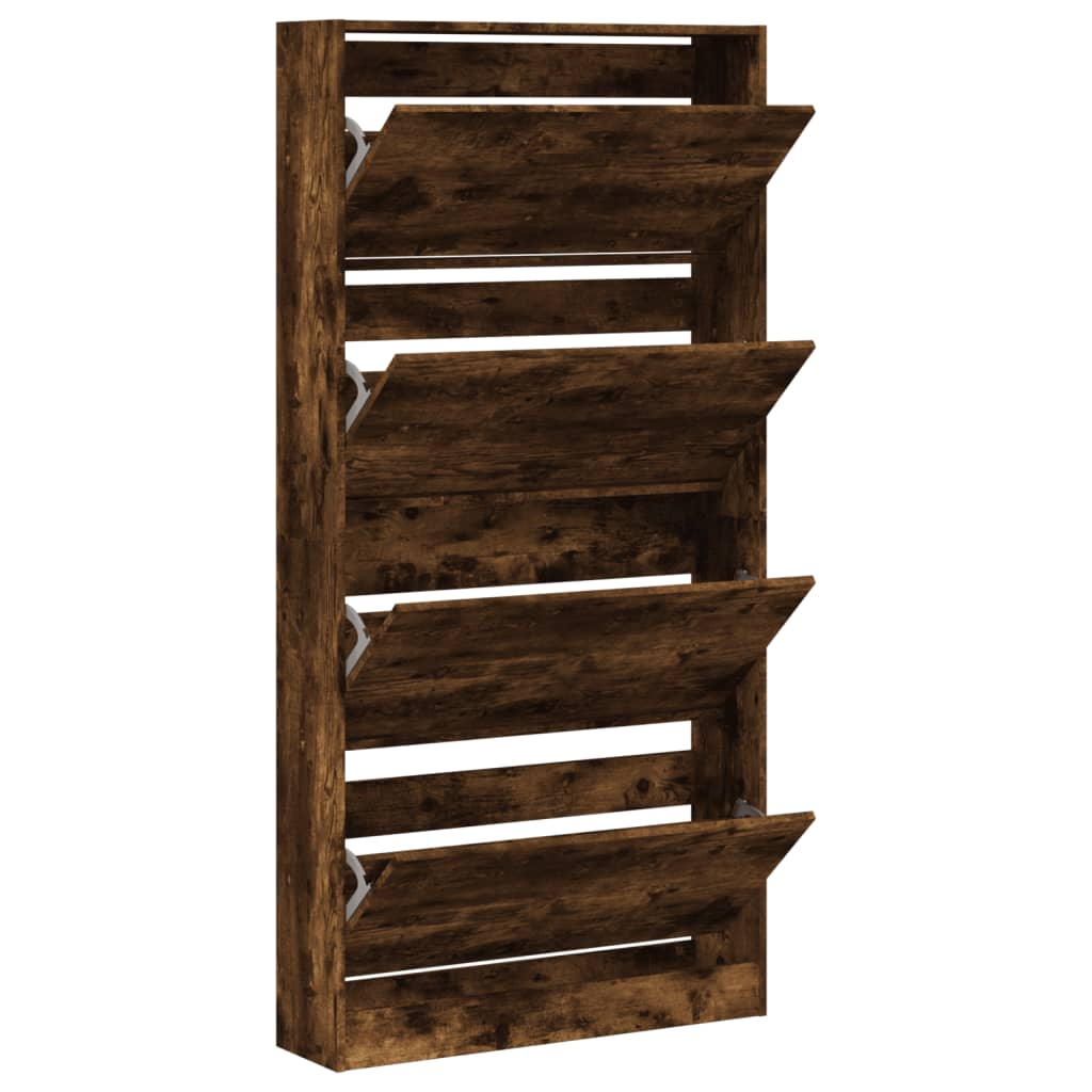 Armoire à chaussures 4 tiroirs rabattables chêne fumé - XIOS