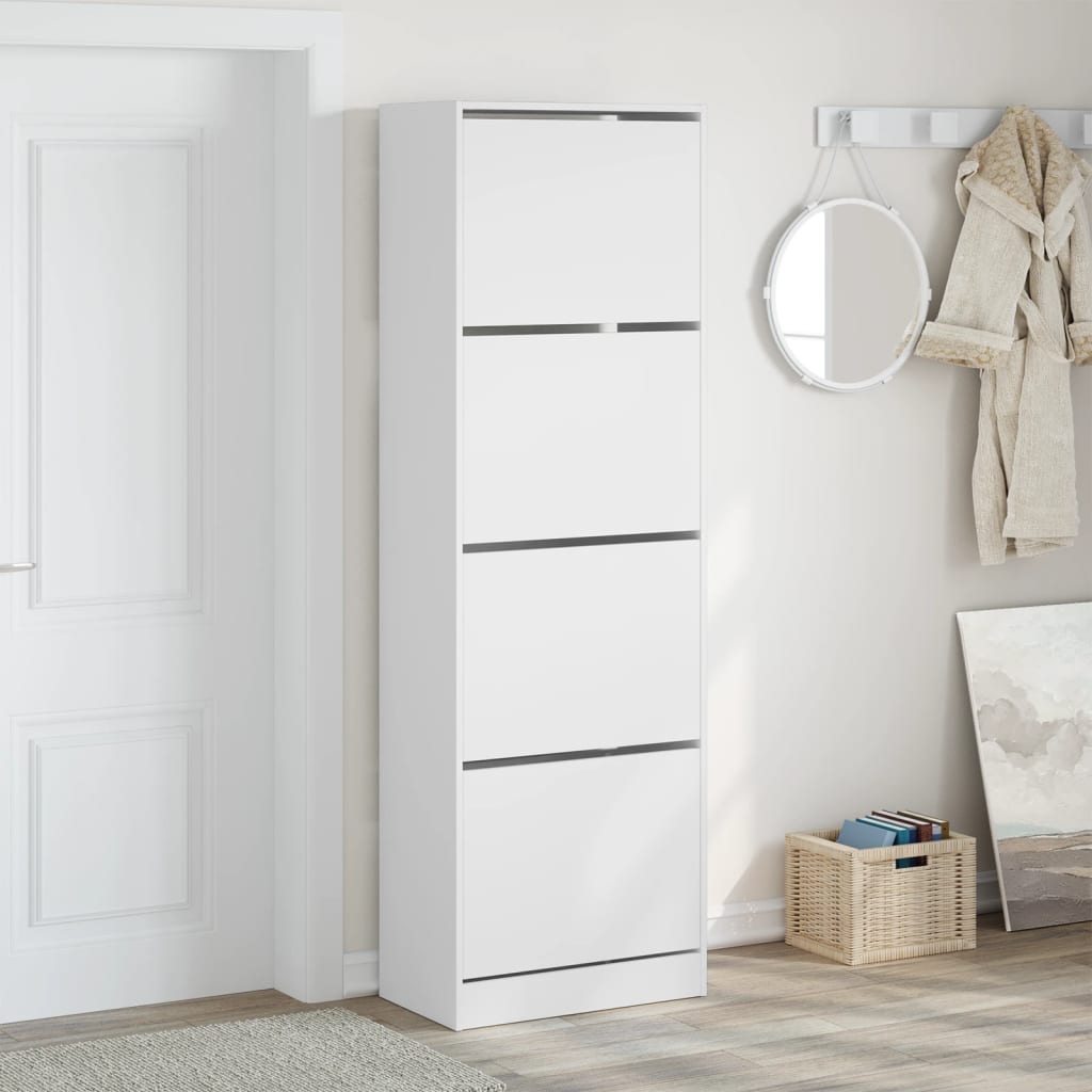 Armoire à chaussures 4 tiroirs rabattables blanc 60x34x187,5 cm - XIOS