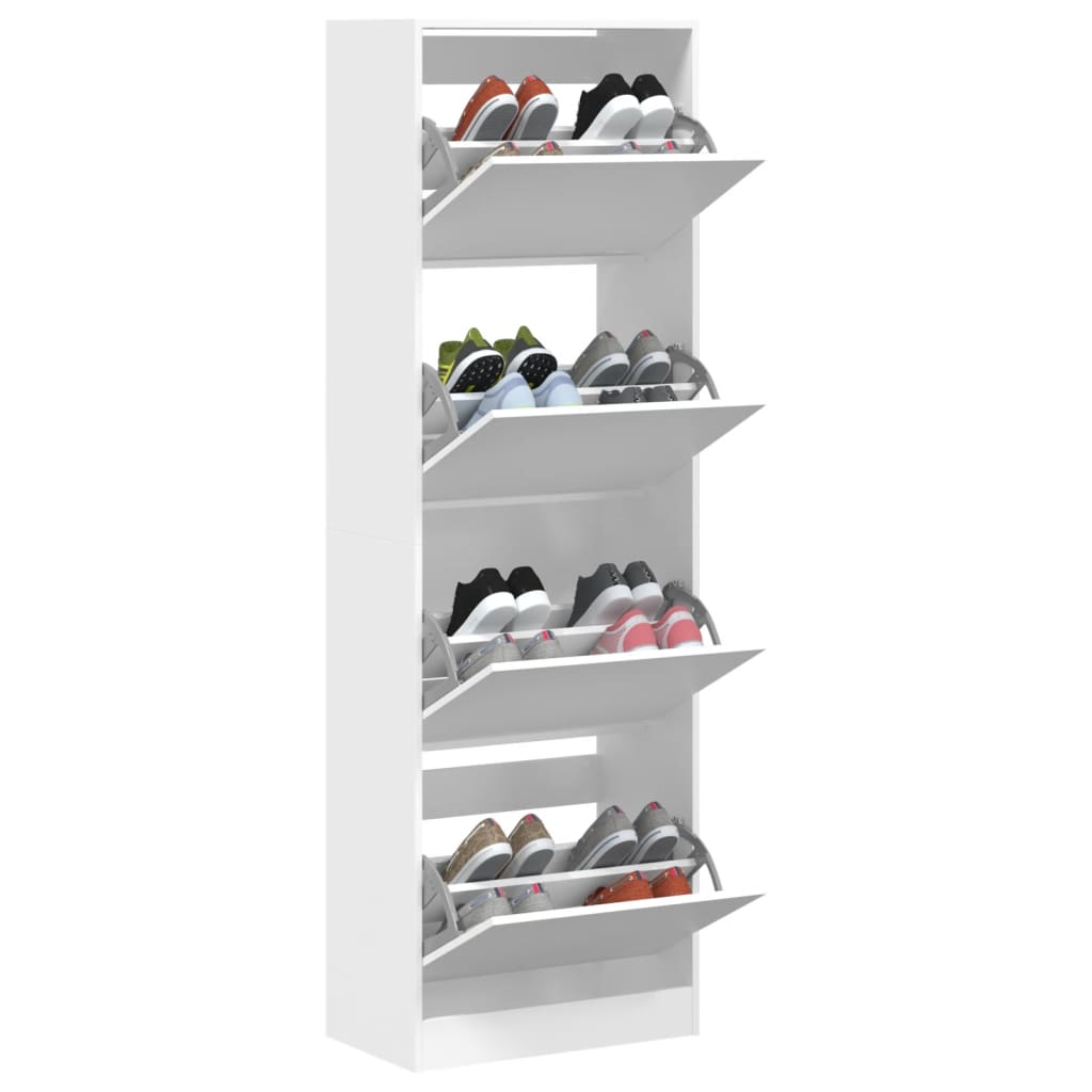 Armoire à chaussures 4 tiroirs rabattables blanc 60x34x187,5 cm - XIOS
