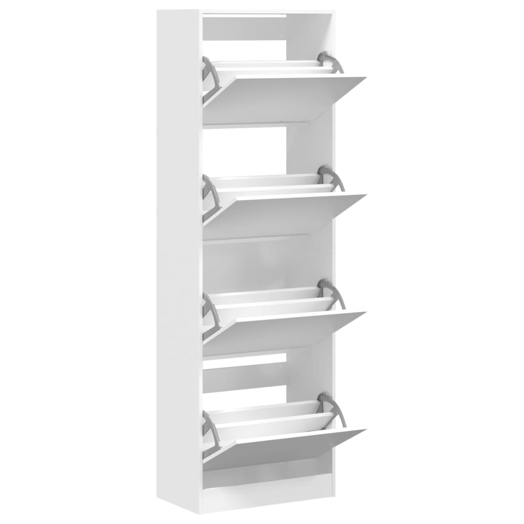 Armoire à chaussures 4 tiroirs rabattables blanc 60x34x187,5 cm - XIOS