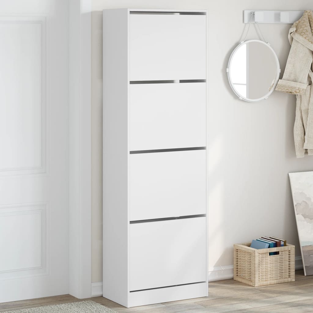 Armoire à chaussures 4 tiroirs rabattables blanc 60x34x187,5 cm - XIOS