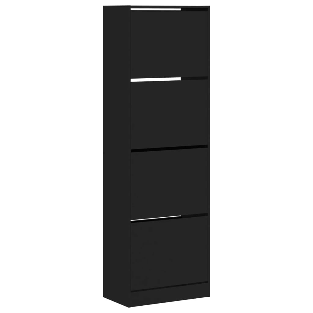 Armoire à chaussures 4 tiroirs rabattables noir 60x34x187,5 cm - XIOS