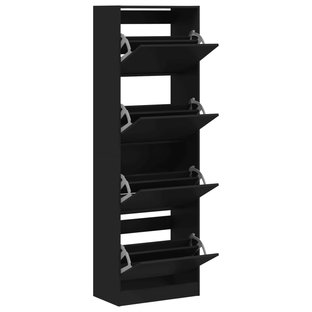 Armoire à chaussures 4 tiroirs rabattables noir 60x34x187,5 cm - XIOS