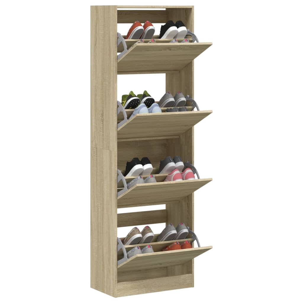 Armoire à chaussures 4 tiroirs rabattables chêne sonoma - XIOS