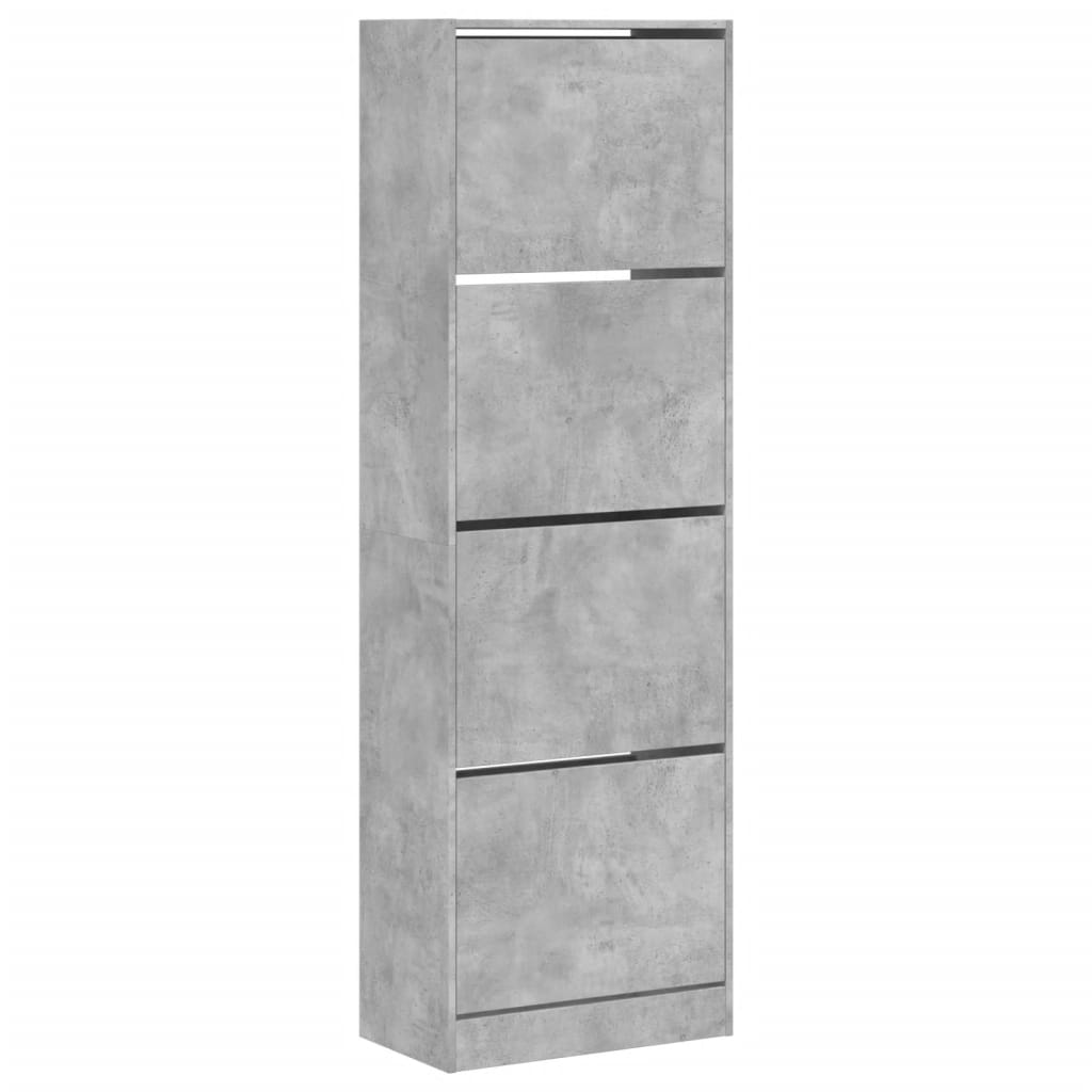 Armoire à chaussures 4 tiroirs rabattables gris béton - XIOS