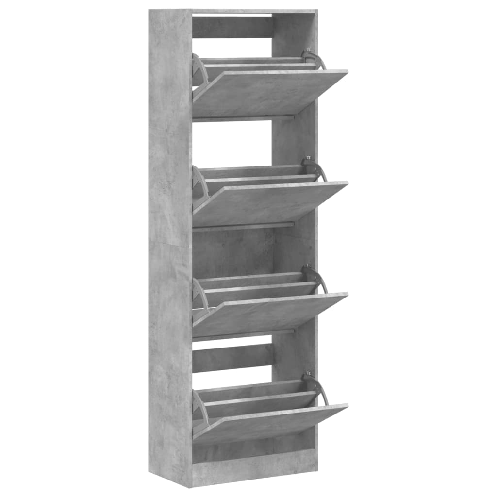 Armoire à chaussures 4 tiroirs rabattables gris béton - XIOS