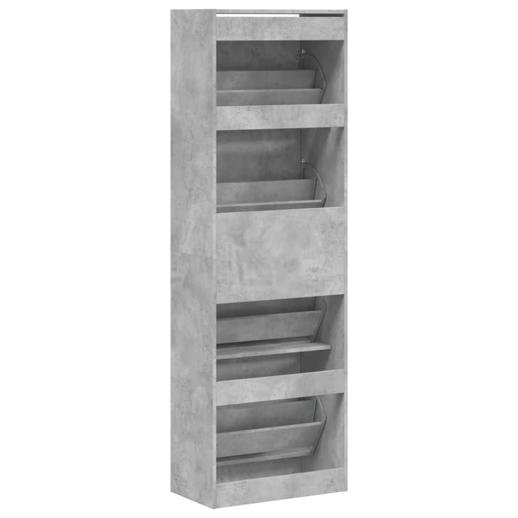 Armoire à chaussures 4 tiroirs rabattables gris béton - XIOS