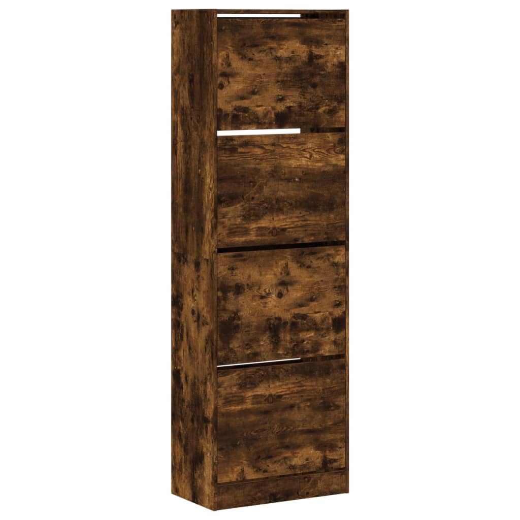 Armoire à chaussures 4 tiroirs rabattables chêne fumé - XIOS