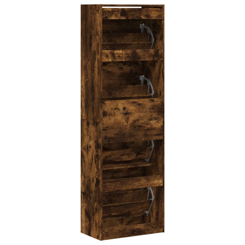 Armoire à chaussures 4 tiroirs rabattables chêne fumé - XIOS