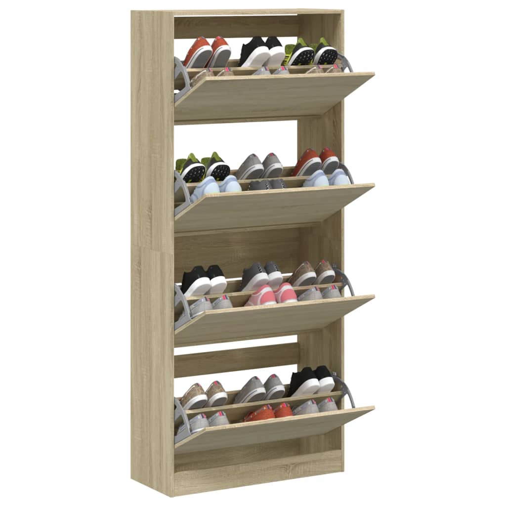 Armoire à chaussures 4 tiroirs rabattables chêne sonoma - XIOS