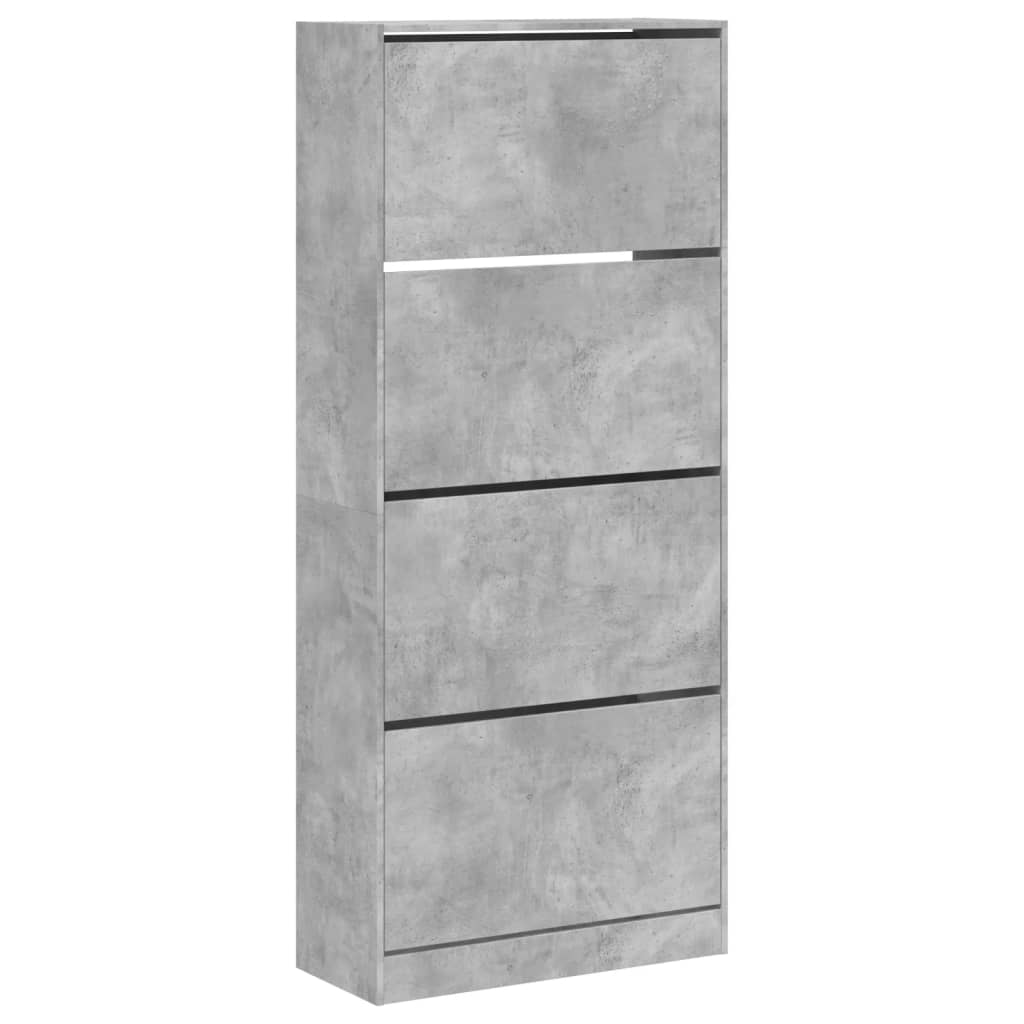 Armoire à chaussures 4 tiroirs rabattables gris béton - XIOS