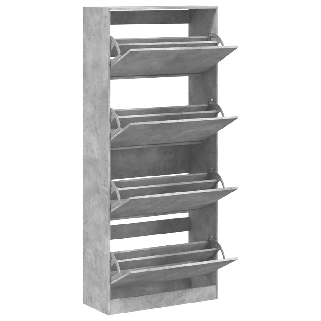 Armoire à chaussures 4 tiroirs rabattables gris béton - XIOS