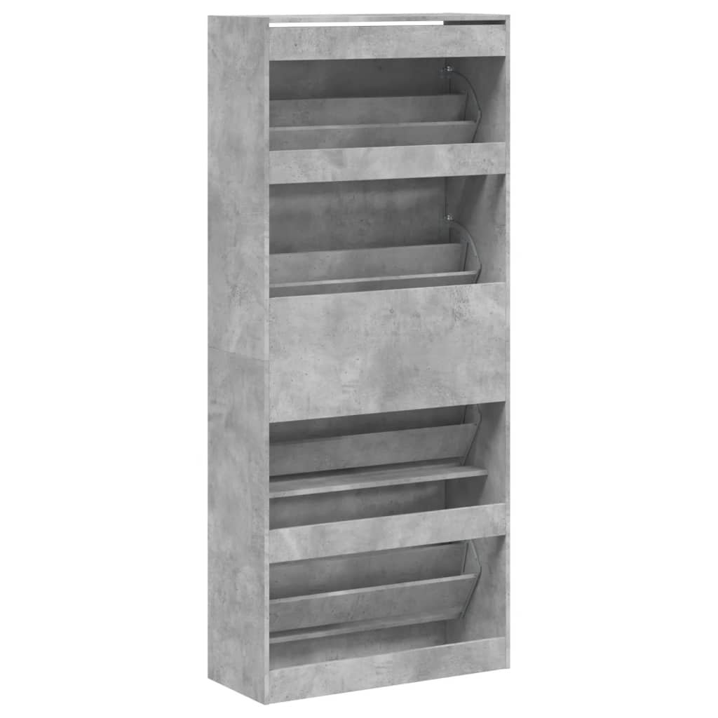 Armoire à chaussures 4 tiroirs rabattables gris béton - XIOS