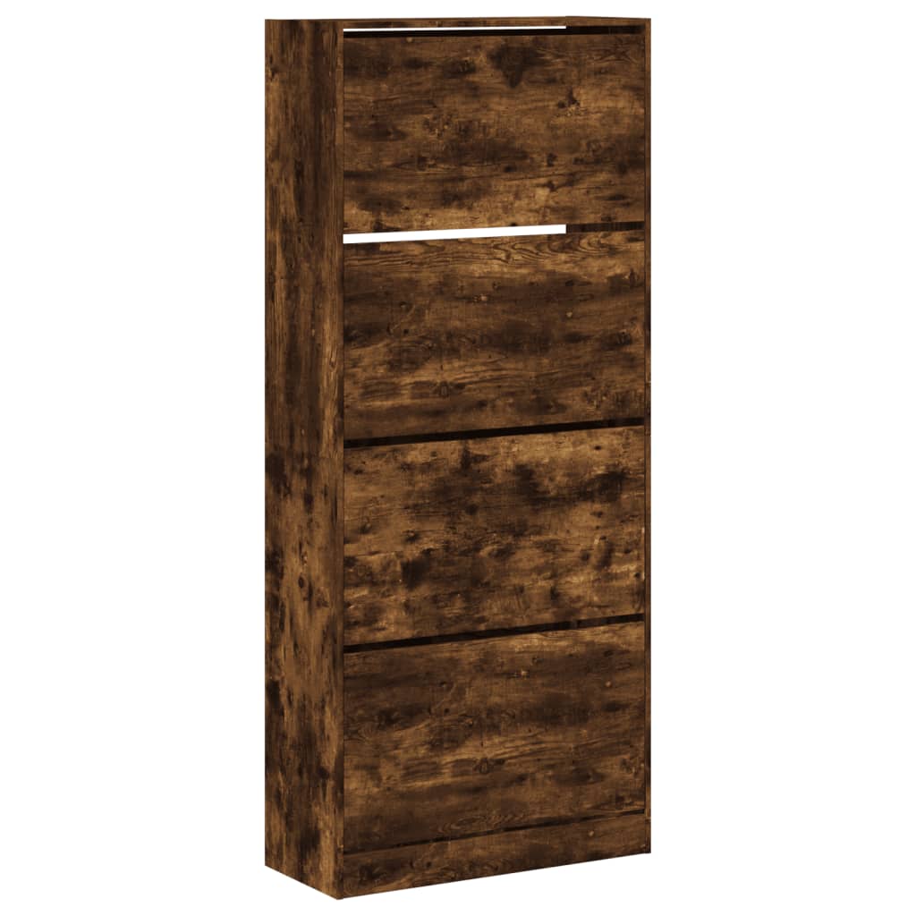 Armoire à chaussures 4 tiroirs rabattables chêne fumé - XIOS