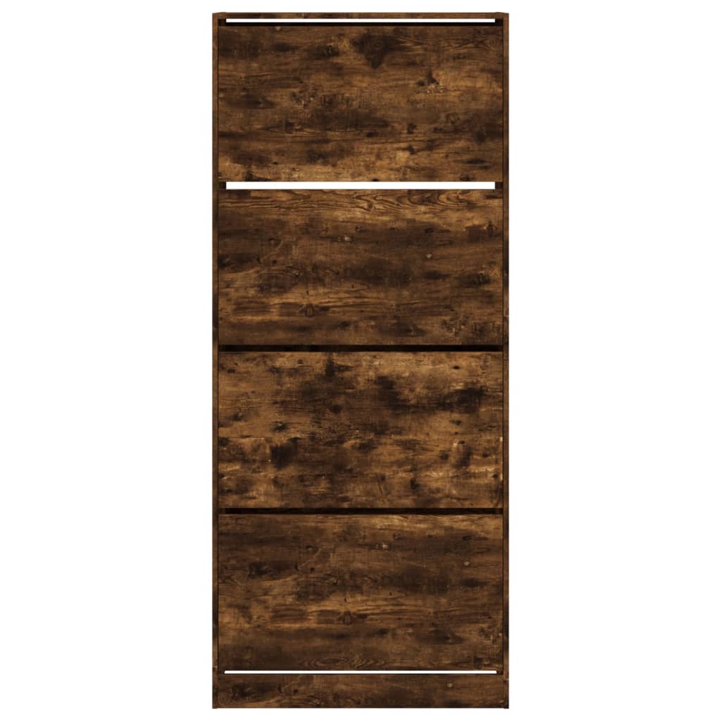 Armoire à chaussures 4 tiroirs rabattables chêne fumé - XIOS