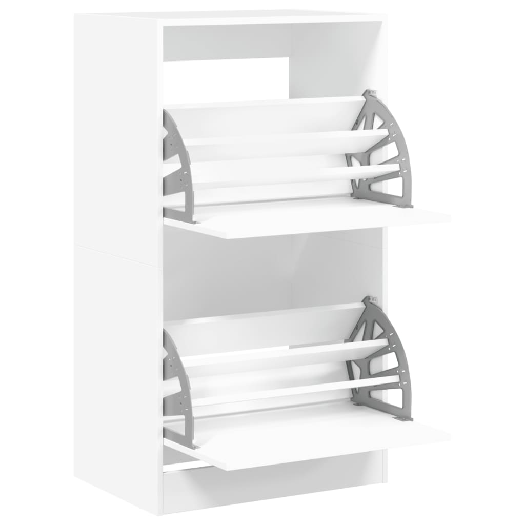 Armoire à chaussures 2 tiroirs rabattables blanc 60x42x108 cm - XIOS