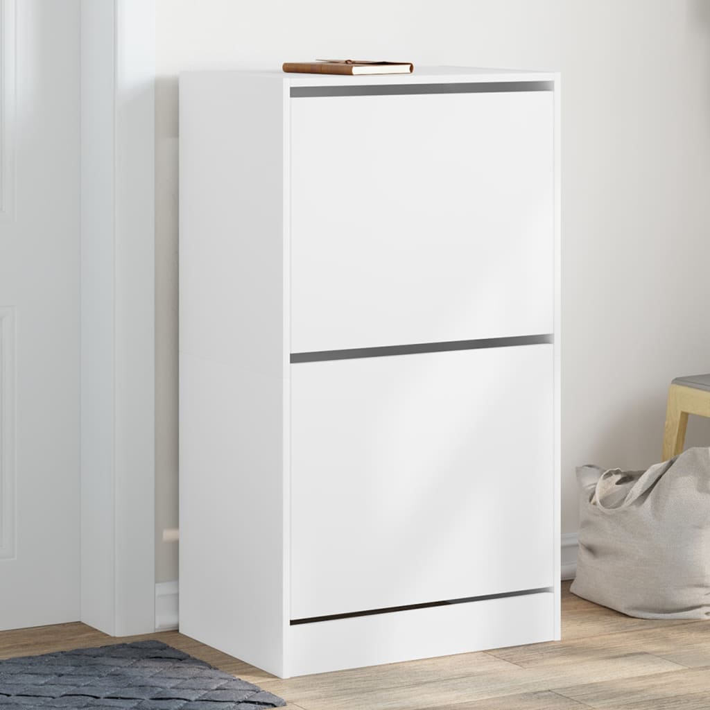 Armoire à chaussures 2 tiroirs rabattables blanc 60x42x108 cm - XIOS