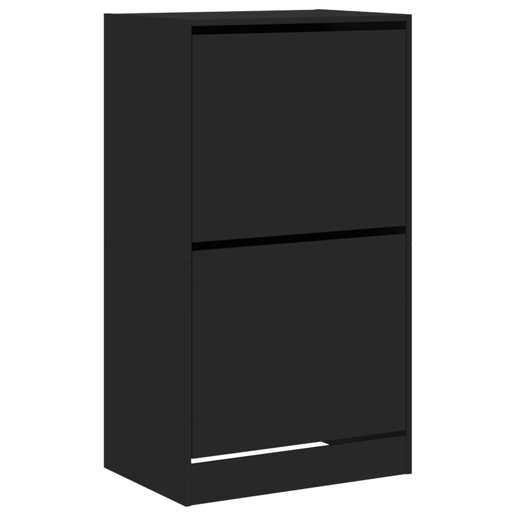 Armoire à chaussures 2 tiroirs rabattables noir 60x42x108 cm - XIOS