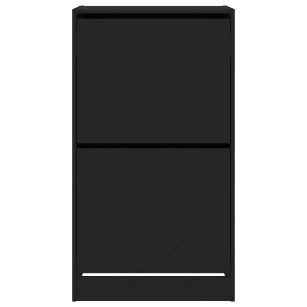 Armoire à chaussures 2 tiroirs rabattables noir 60x42x108 cm - XIOS