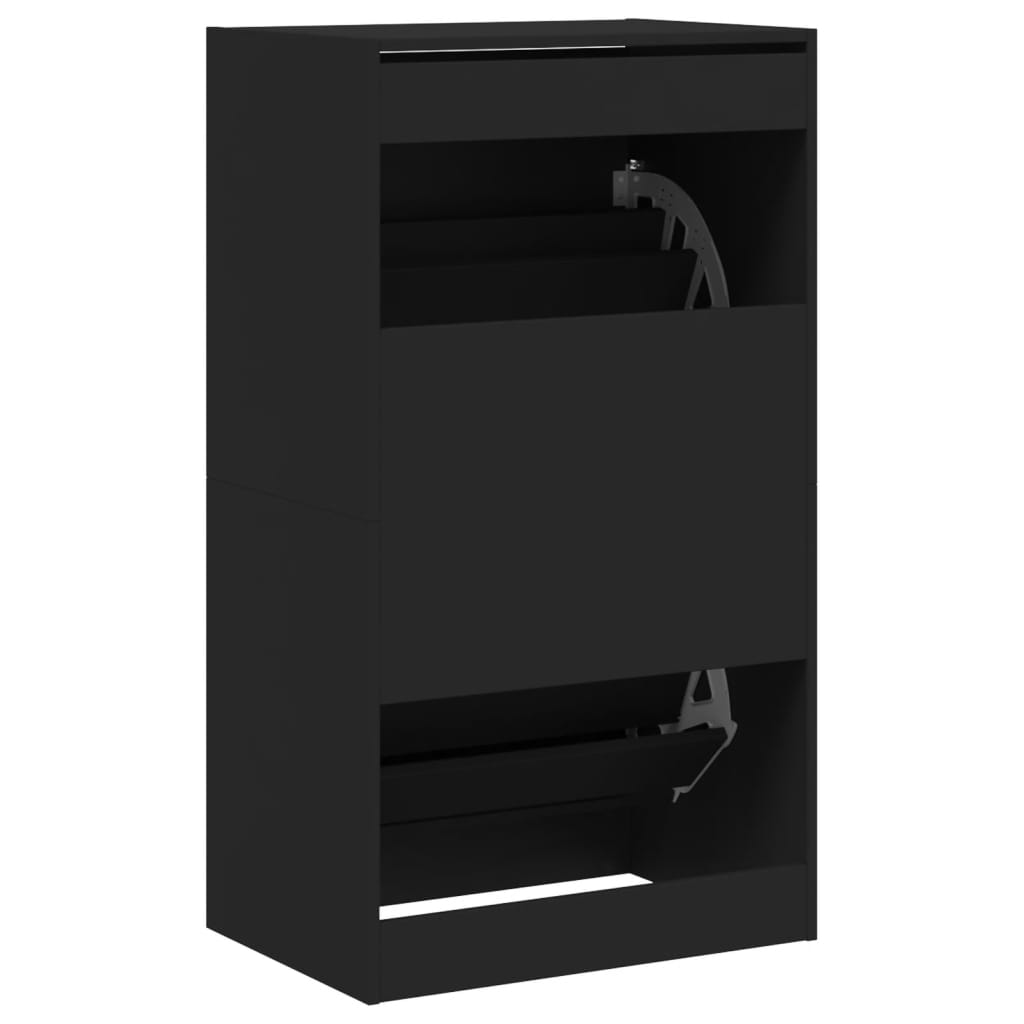 Armoire à chaussures 2 tiroirs rabattables noir 60x42x108 cm - XIOS