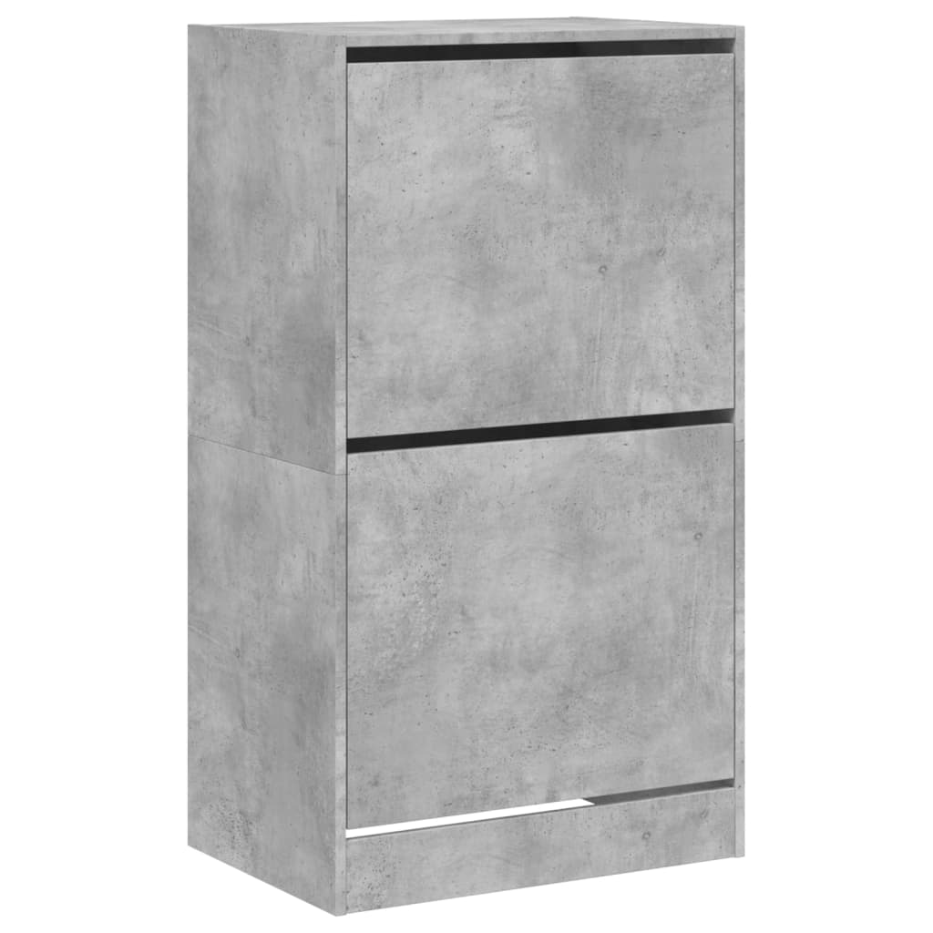 Armoire à chaussures 2 tiroirs rabattables gris béton - XIOS